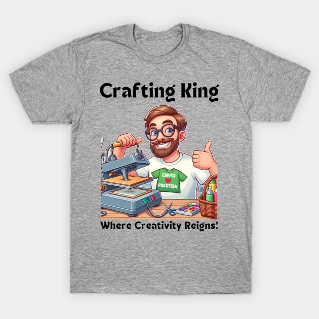 Crafting King:  Where Creativity Reigns Crafting Man Heatpress T-Shirt by MugMusewear